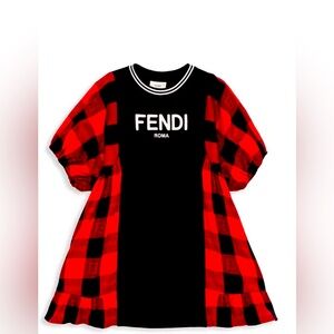 Fendi Girl's Logo Buffalo Check Dress